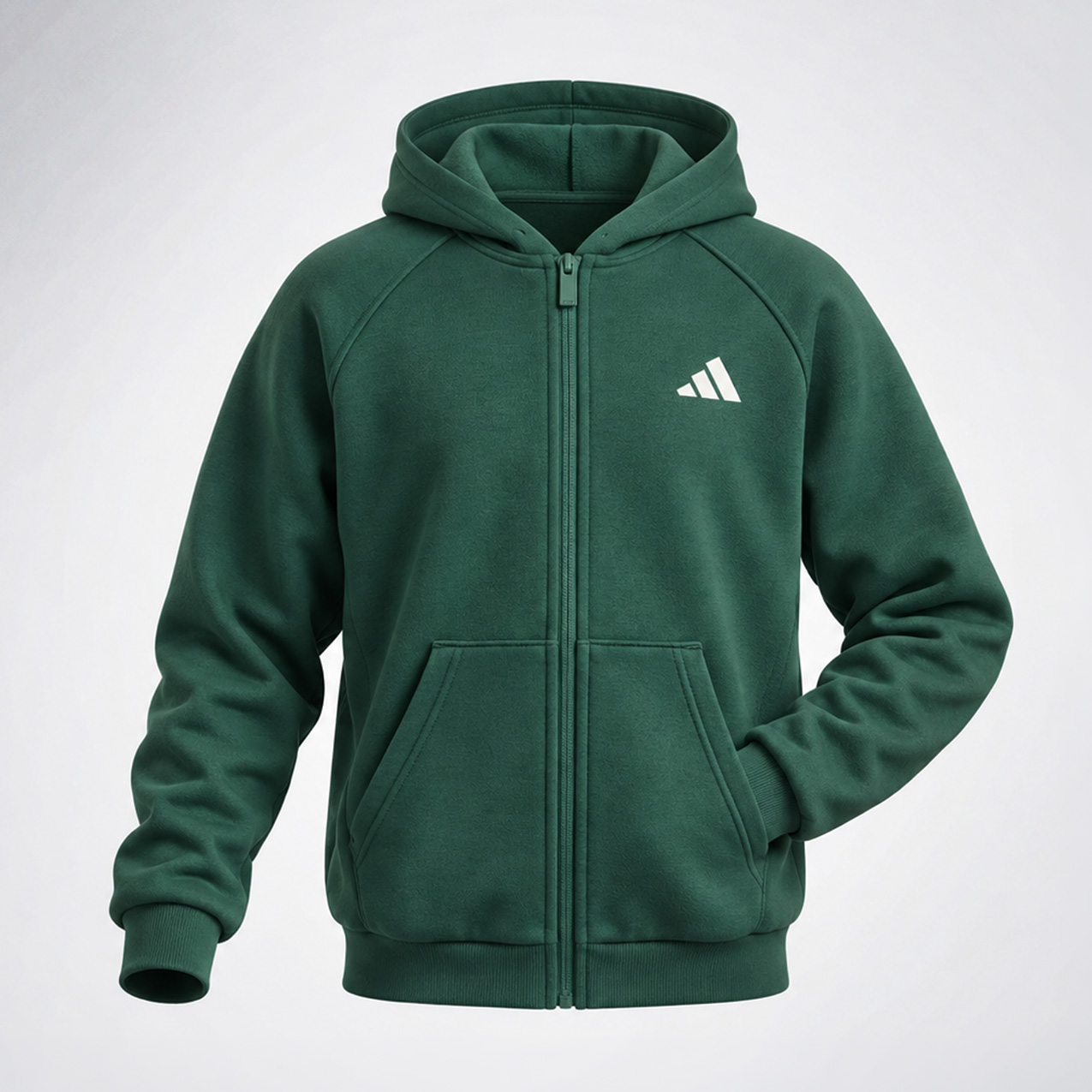 Green Adidas kids seasonal collegiate full-zip hoodie with white logo