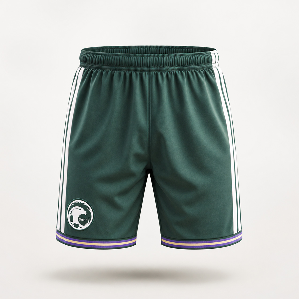 Green and white Men’s Saudi Arabia 2026 home replica football shorts with team crest